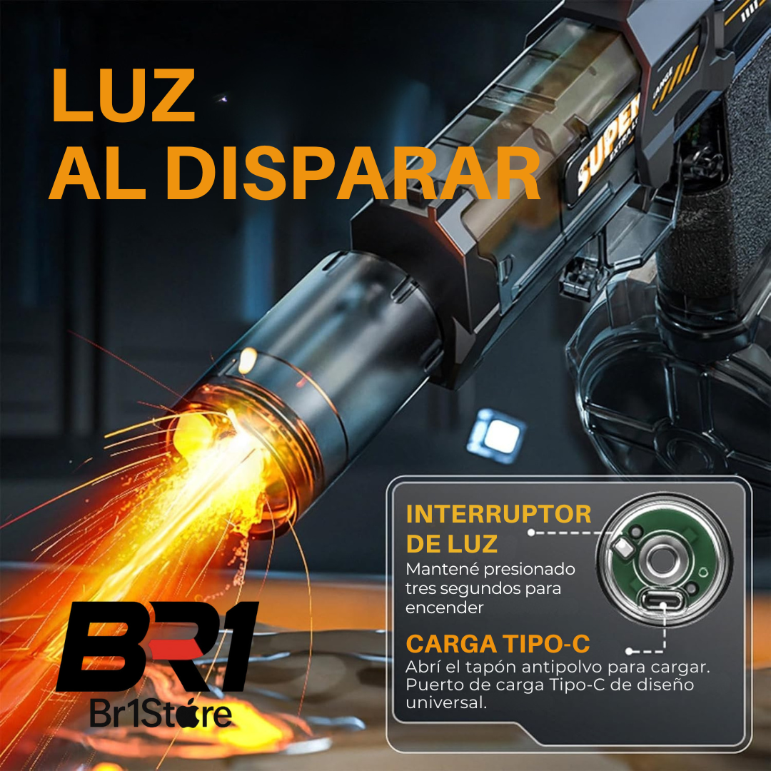 HYDROGLOCK - Pistola de Agua Automática con Mira y Luces